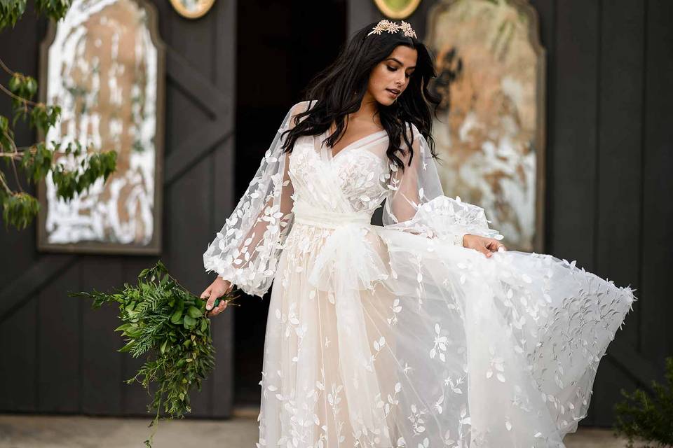 Boho-chic wedding gown