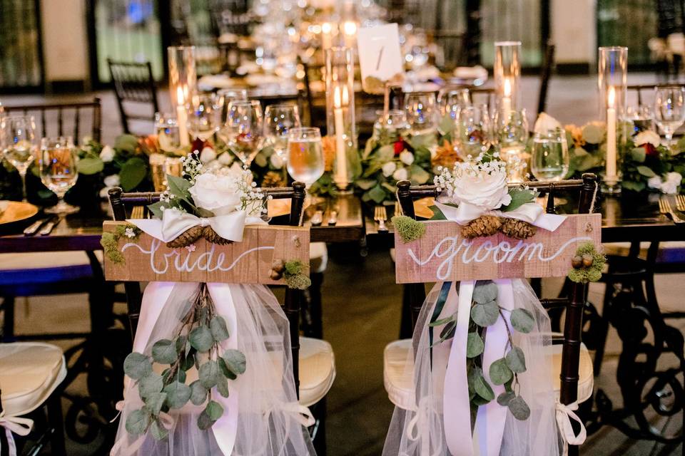 Bride and groom chairs