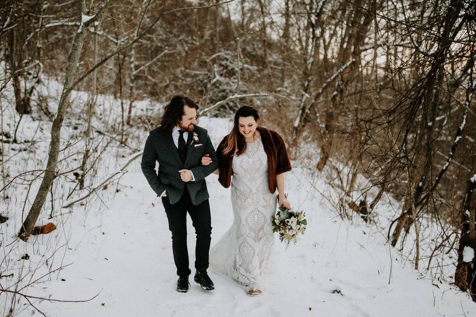 Snowy Asheville, NC Elopement