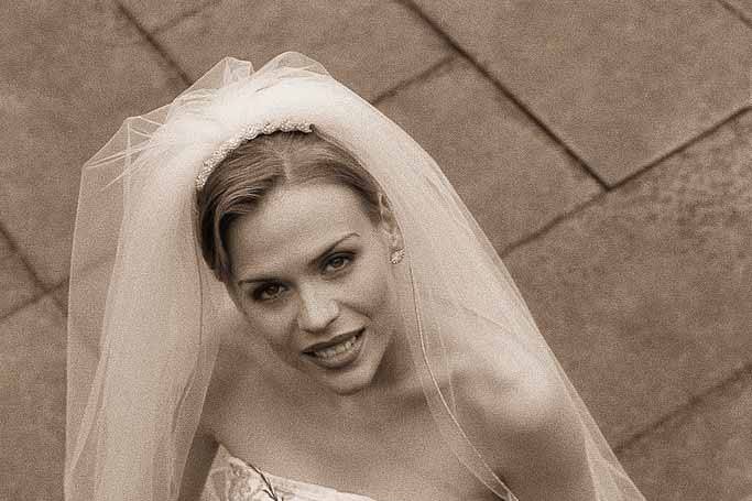 The bride holding her bouquet