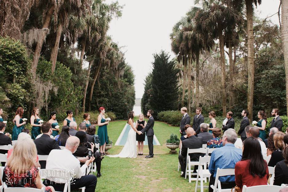 Lakefront ceremony setup