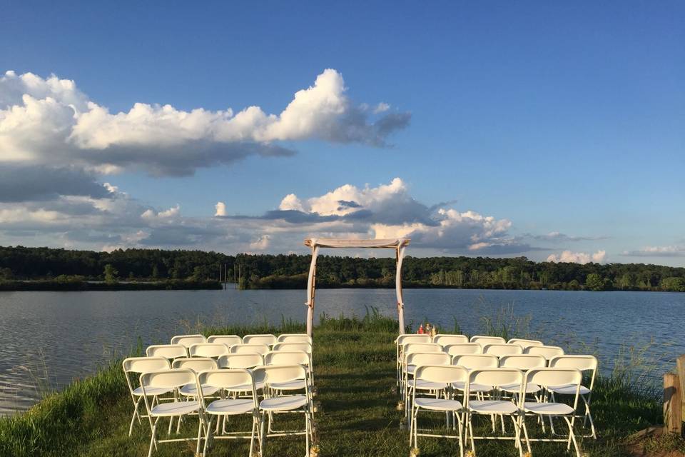 Lakefront ceremony setup