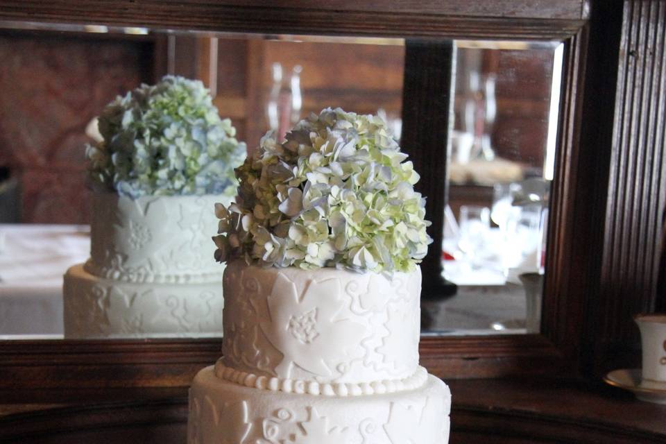 Multiple layered wedding cake