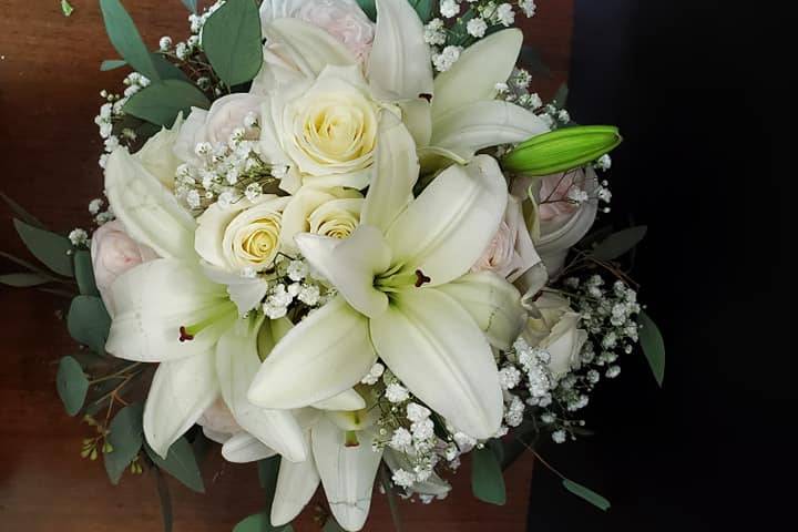 Bridal bouquet white lilies