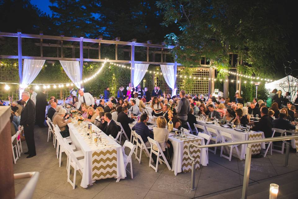 An idyllic outdoor reception in our Lower Terrace.