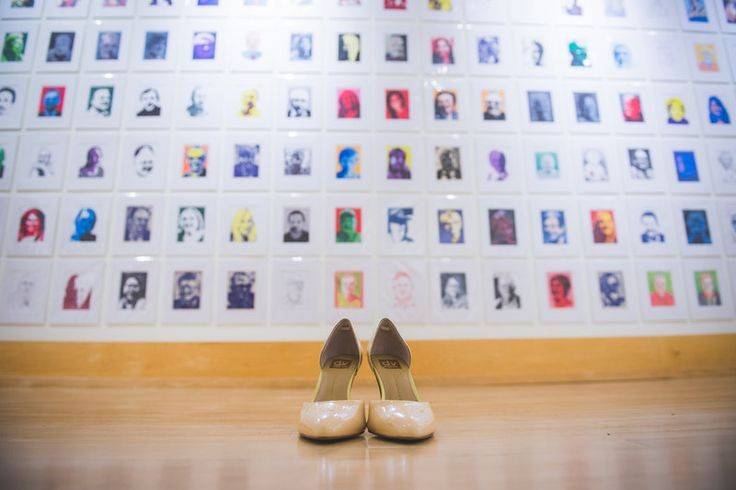 Brides shoes shot in Gallery. Photo by Caris Design.