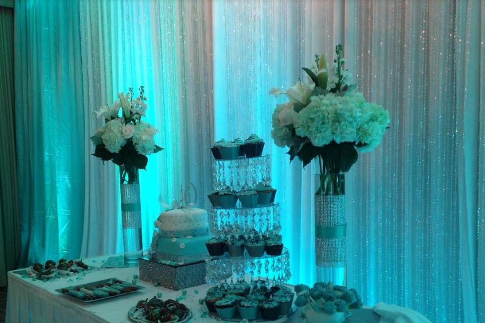 Candy table/Uplighting services wedding January 2018