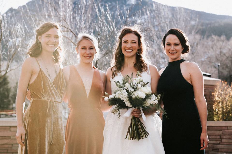 Bride and her bridesmaids