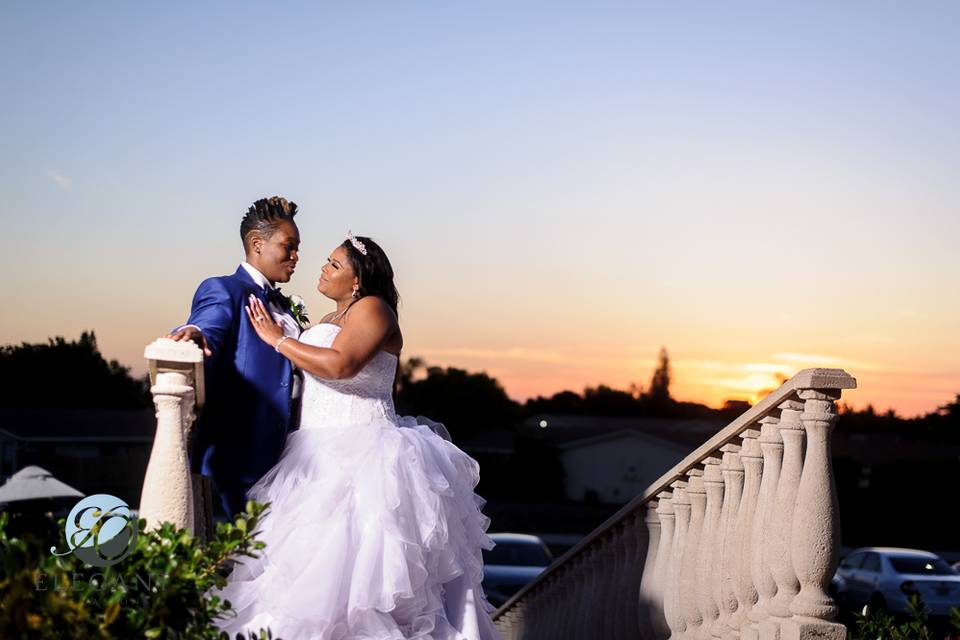 Couple at front stairs