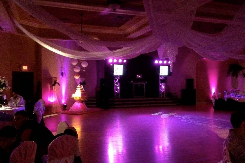 Up Lights, Floor Wash, Cake Pin Spot and TV Projection