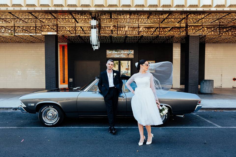 Classic car in downtown