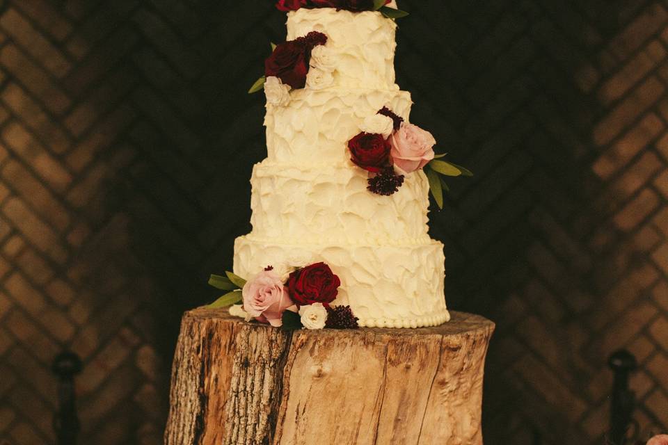 Multiple layered wedding cake