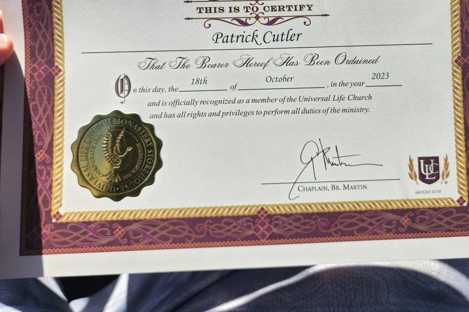 Ministry credentials