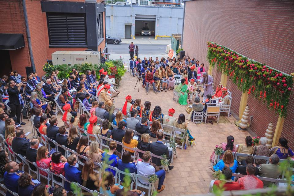 Aerial shot of ceremony