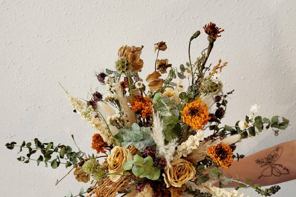 All dried bridal bouquet