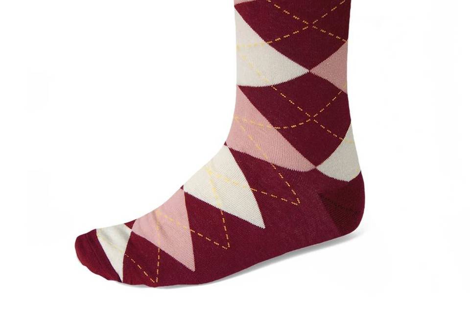 Burgundy & blush argyle socks