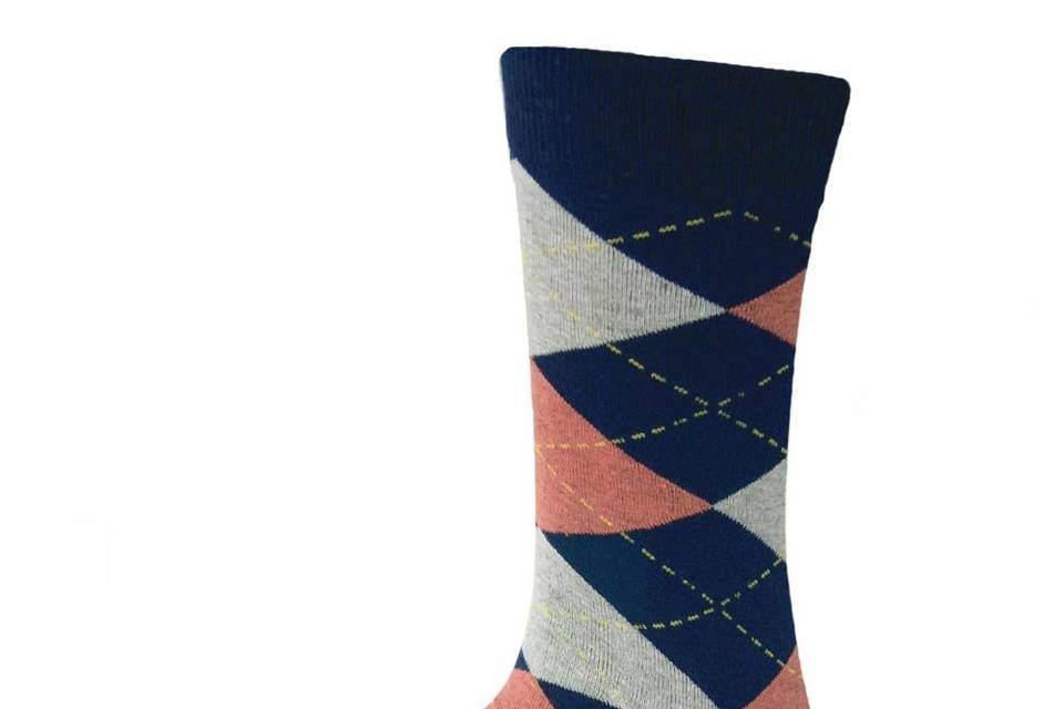 TieMart Turquoise and Navy Blue Striped Socks