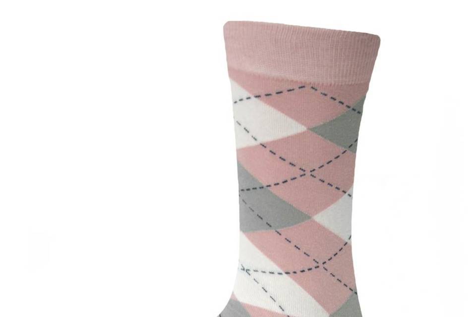 Blush pink & gray argyle socks