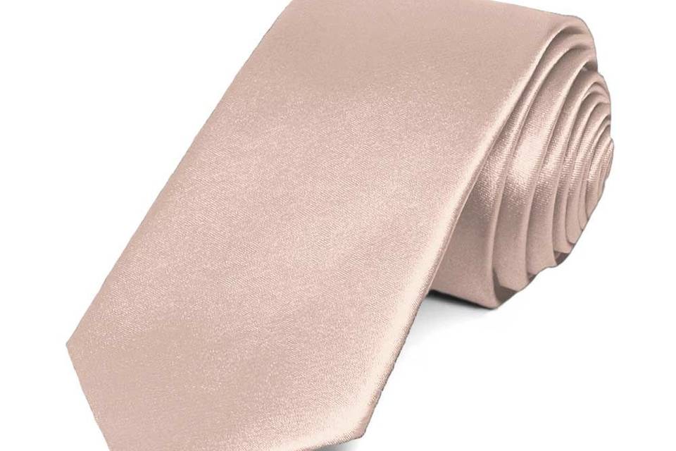 Blush pink slim solid necktie