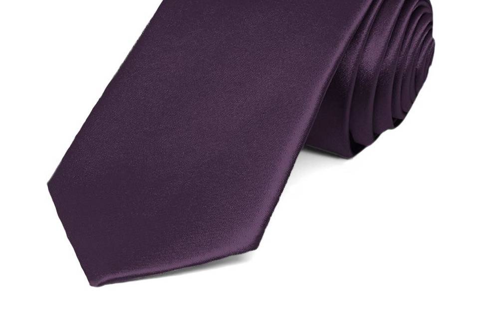 Eggplant purple slim solid tie