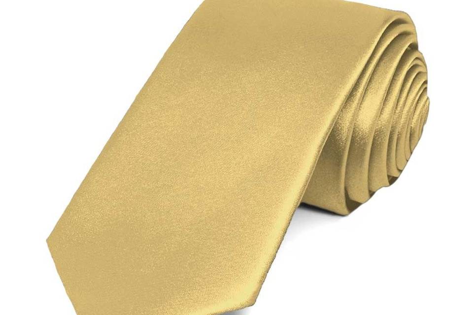 Pale gold slim solid color tie