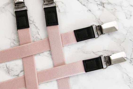 Blush pink skinny suspenders