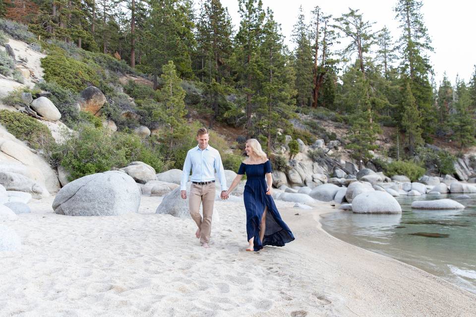 Engaged couple at Lake Tahoe