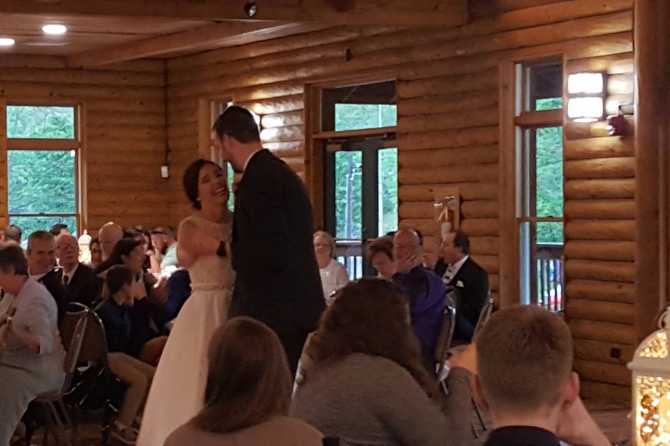 Rustic log cabin reception