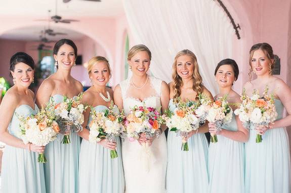 Bride with her bridesmaids