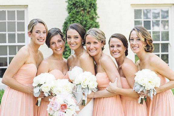 Bridesmaids with their bride