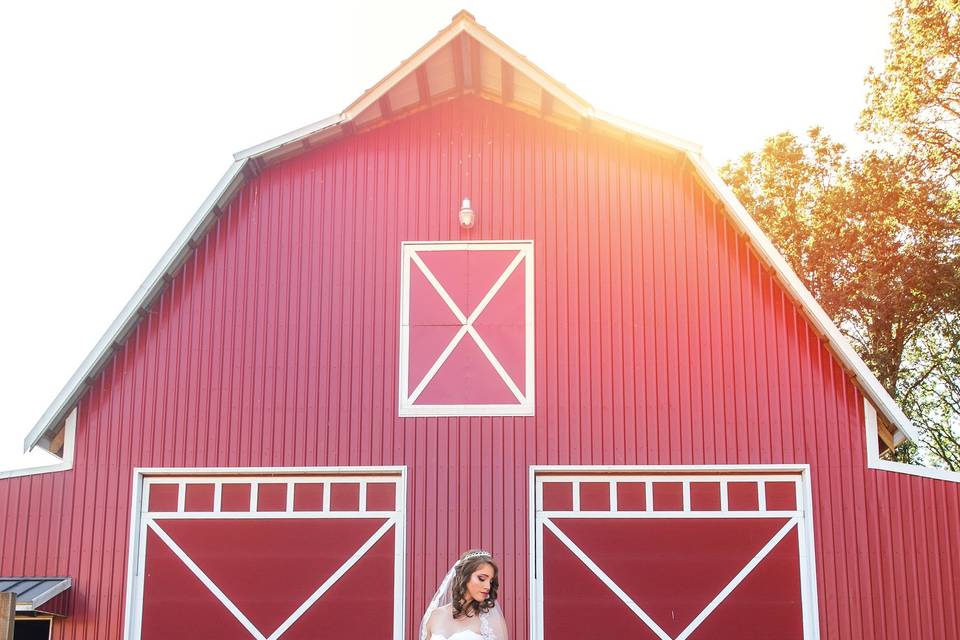 Twilight in front of the barn