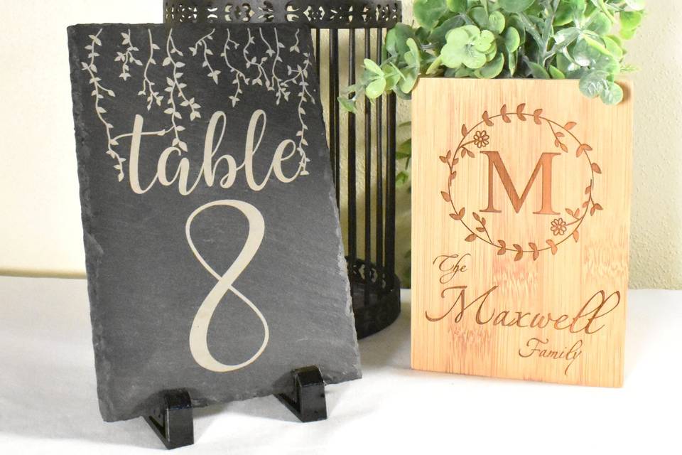 Table Number and Vase
