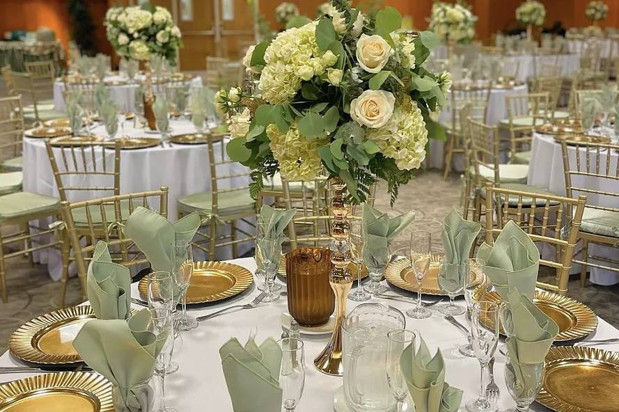 Sage & Gold Wedding Reception