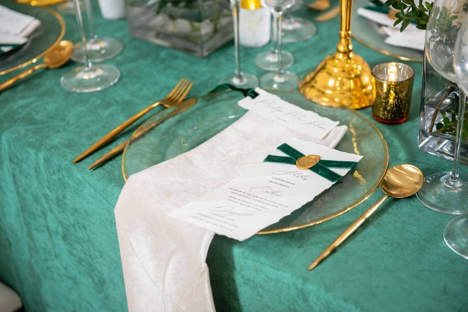 Wedding table menu