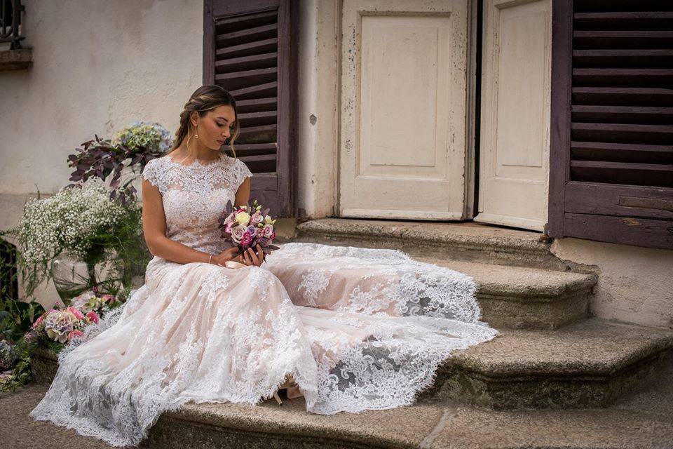 Bride on the steps