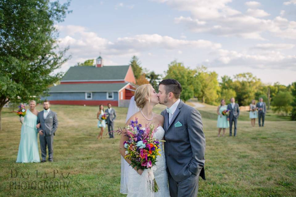 Newlyweds kiss