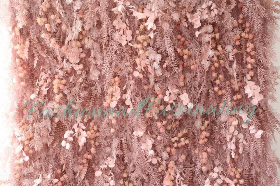 8x8ft Pink Pampas Flower Wall