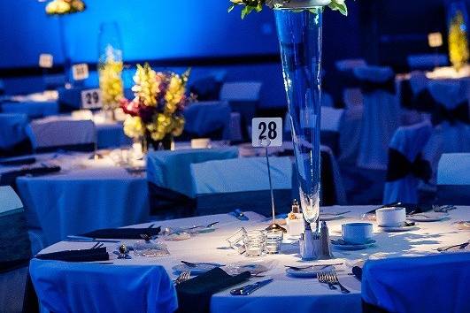 Table set-up with centerpiece