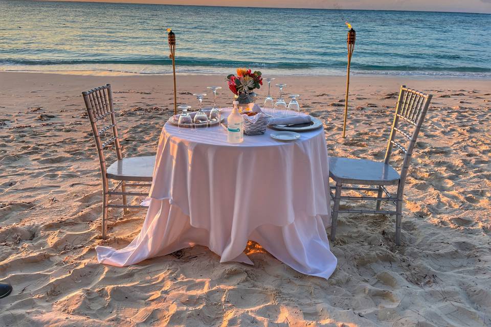 Beach front dinner