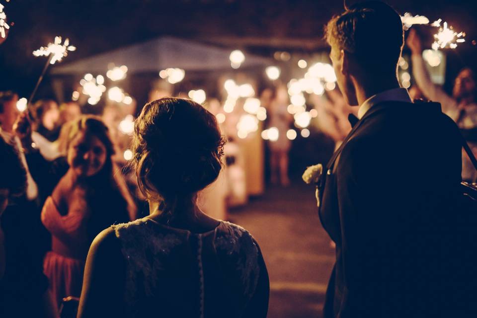 Sparklers at wedding