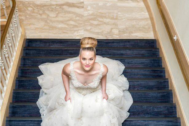 Bride ascending the stairs