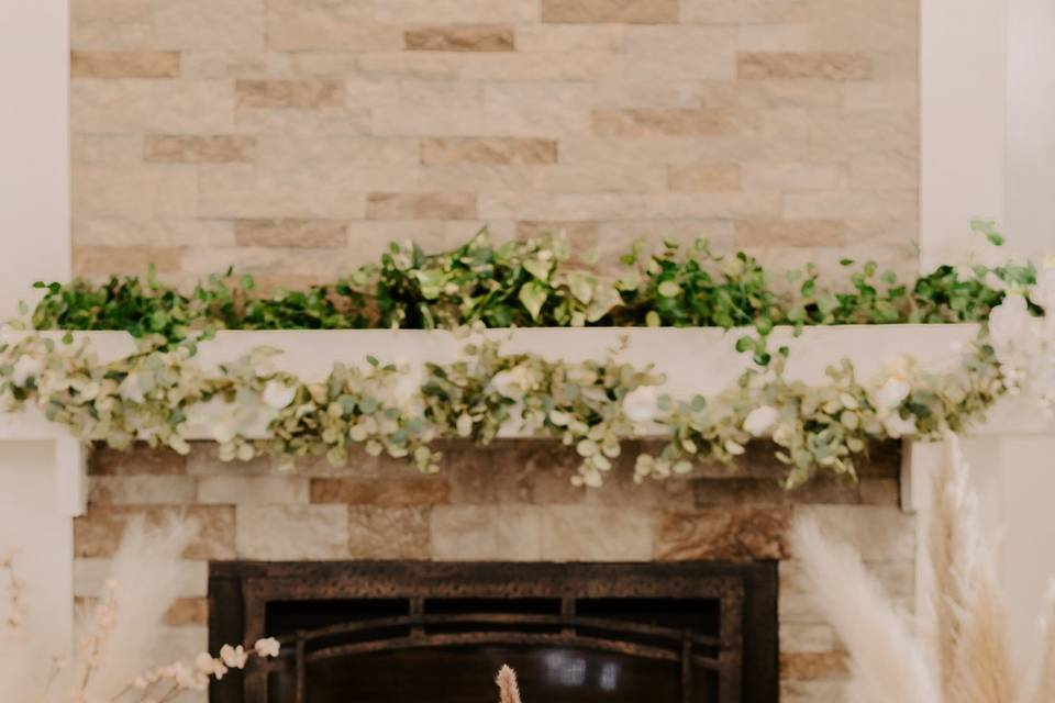 Fireplace and Sweetheart table