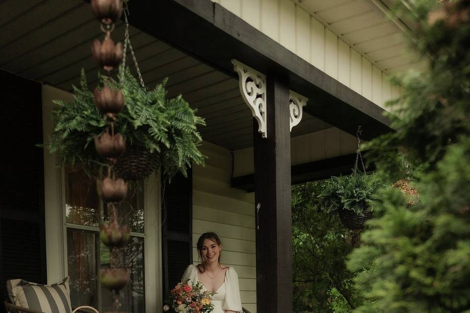 Bride on Porch