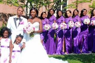 Newlyweds, girls, and the bridesmaids