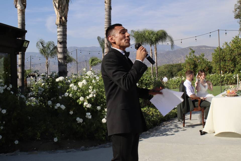 MCing at E & I's Wedding