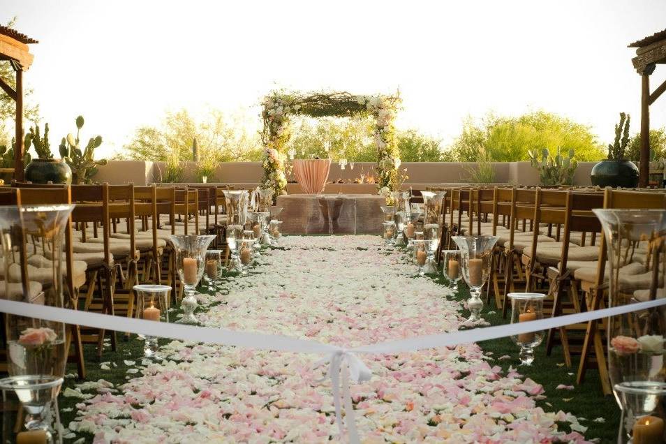 Table setup with centerpiece