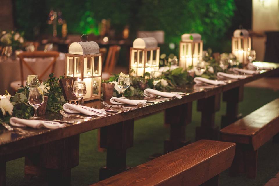 Table setup with centerpiece