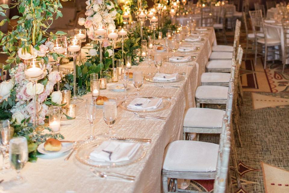 Table setup with creative centerpiece