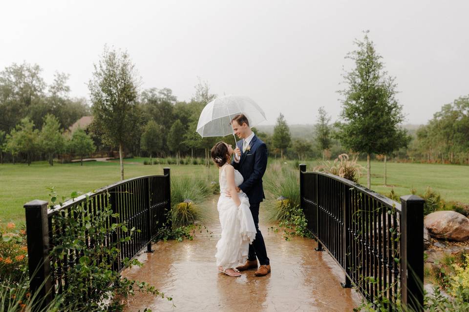 Rainy day newlyweds