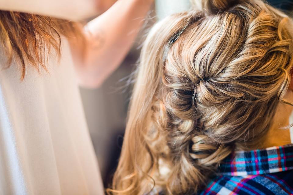 Hair stylist at work